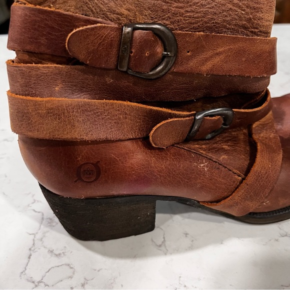 BORN Brown Leather Calf Height Boho Boots, size 7.5 - Picture 2 of 16